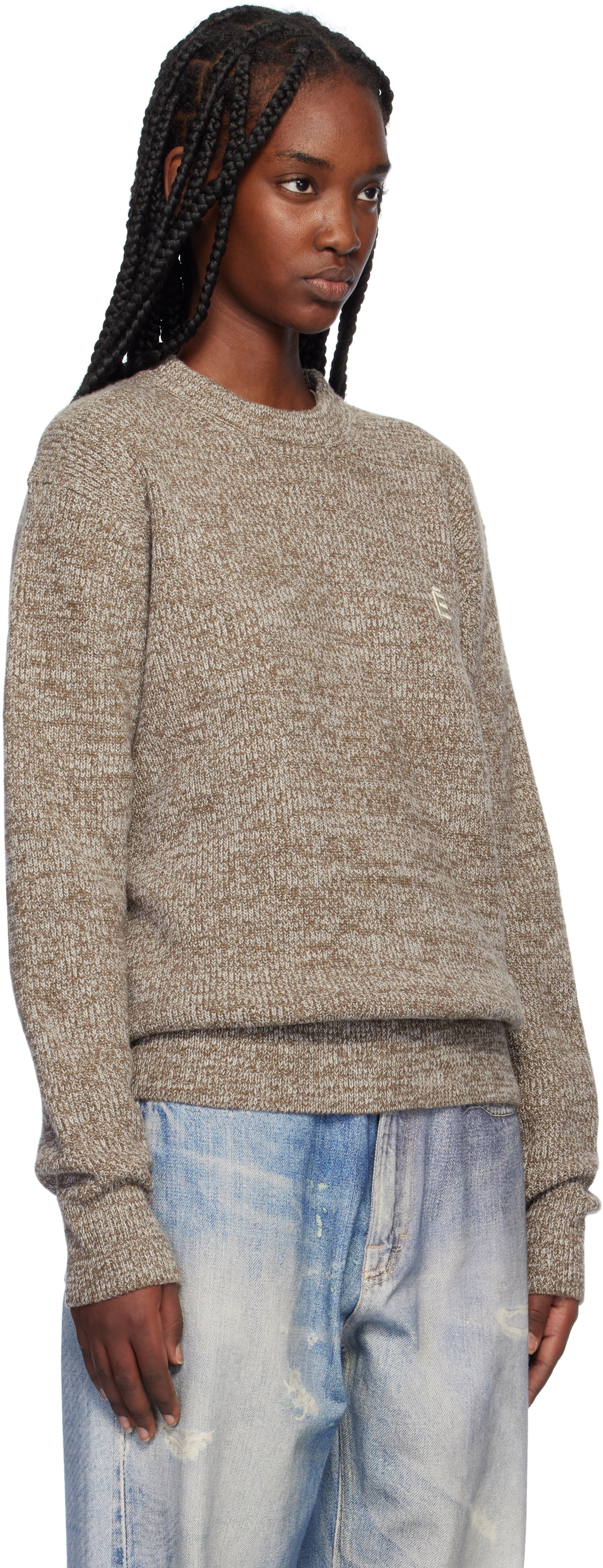 Études Beige Regular Round Neck Sweater