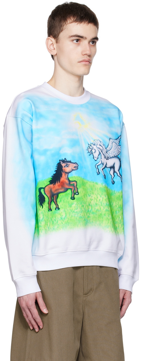 Sky High Farm Workwear White Printed Sweatshirt