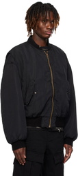 We11done Black Curved Bomber Jacket
