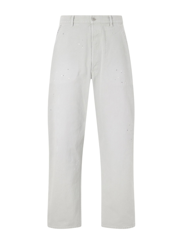 Photo: Maison Margiela - Wide-Leg Paint-Splattered Cotton-Canvas Trousers - Gray