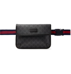 Gucci - Leather-Trimmed Monogrammed Coated-Canvas Belt Bag - Black