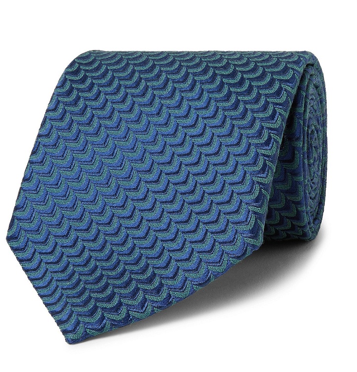 Photo: CHARVET - 8.5 Silk and Wool-Blend Jacquard Tie - Blue