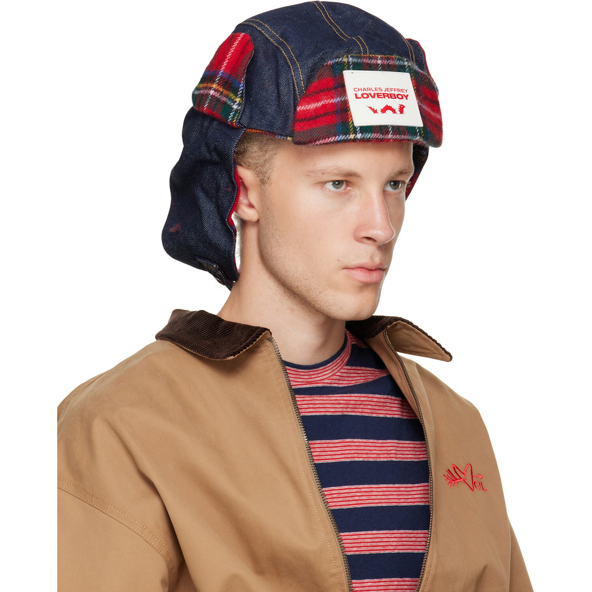 Charles Jeffrey LOVERBOY Navy & Red Trapper Hat
