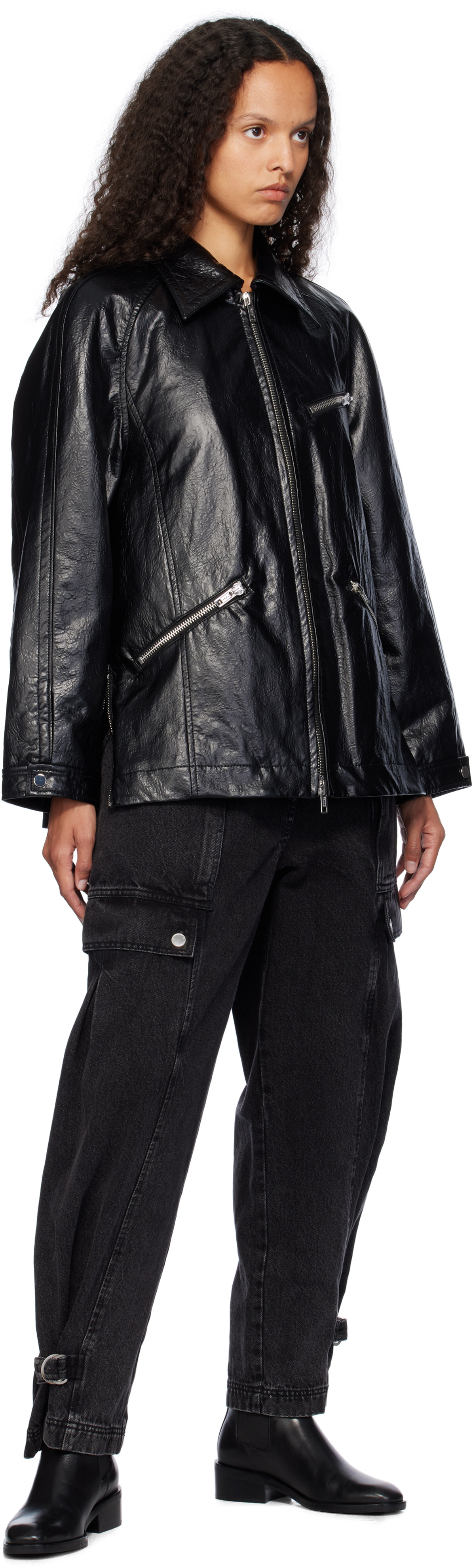 3.1 Phillip Lim Black Ranch Faux-Leather Jacket