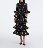Zimmermann Floral pleated ruffled midi dress