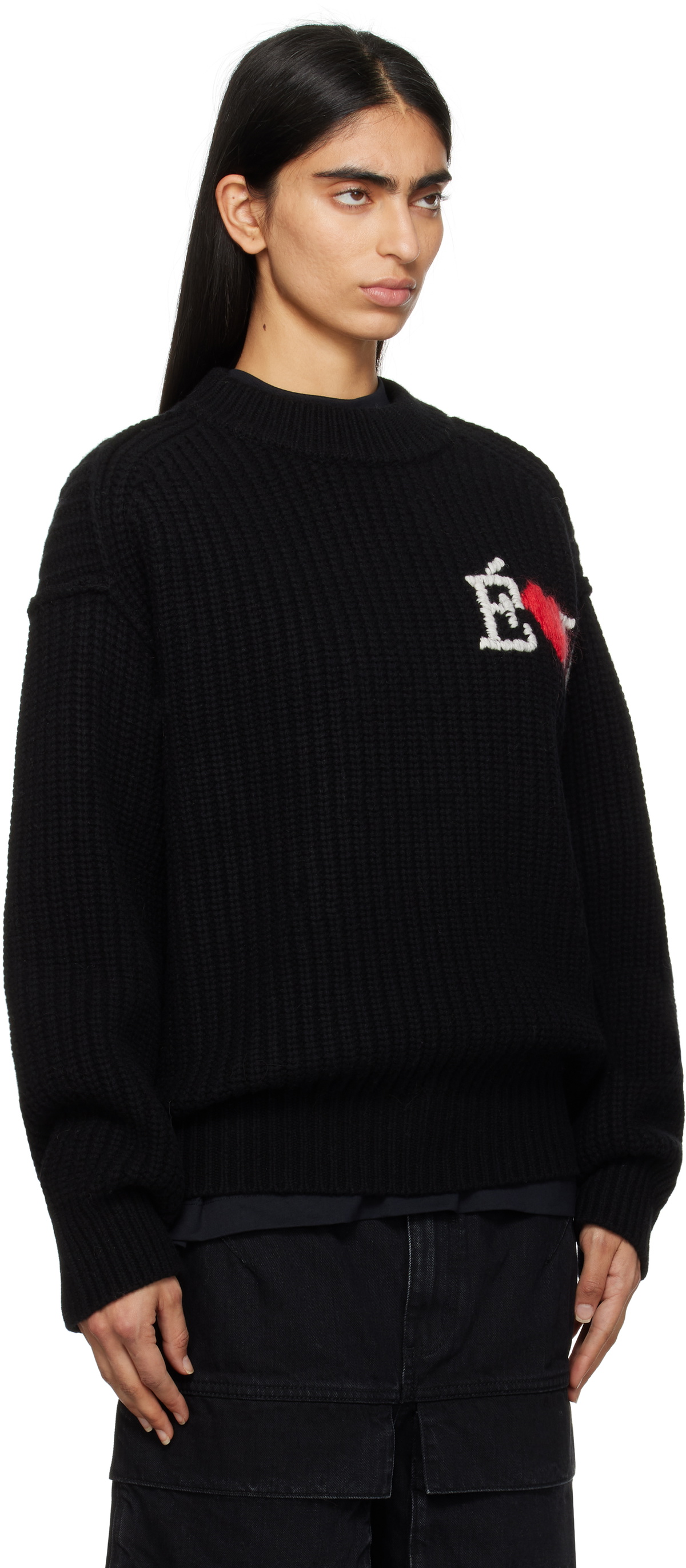 Études Black Heavy Round Neck Sweater