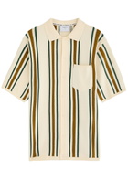 Percival Ventura Striped-intarsia Cotton Shirt Cream