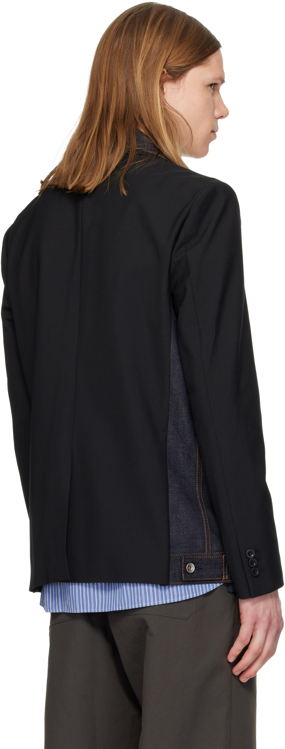 sacai Black Suiting & Denim Blazer