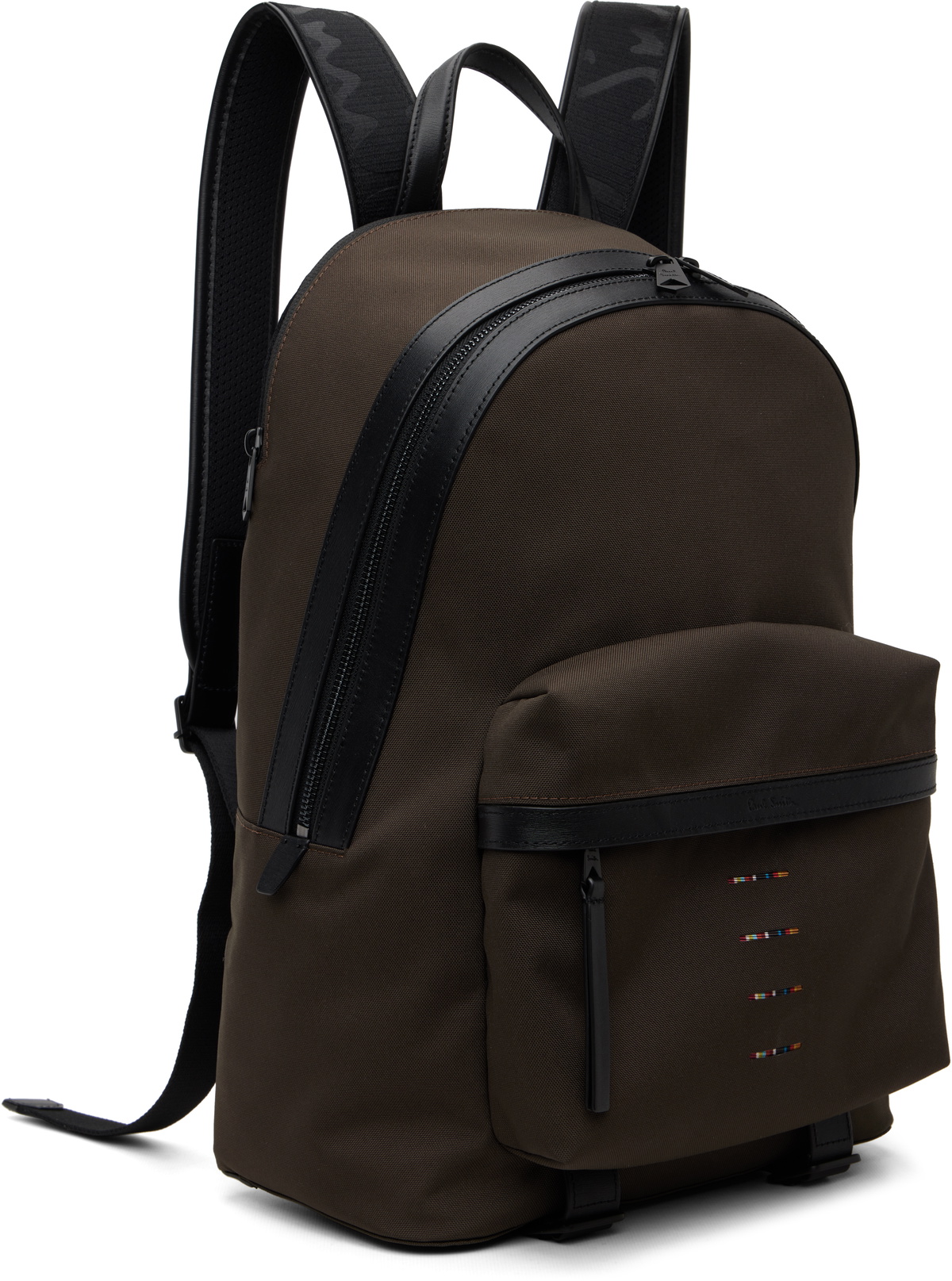 Paul Smith Khaki Cordura Laser 'Signature Stripe' Backpack