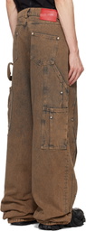 KUSIKOHC Brown Workwear Multi Rivet Jeans
