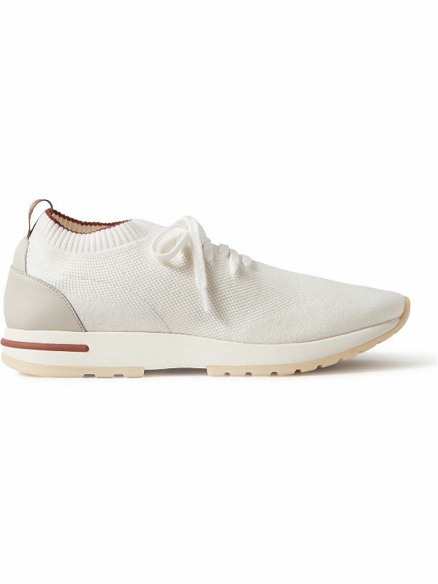 Photo: Loro Piana - 360 Flexy Leather-Trimmed Knitted Wish® Wool Sneakers - White