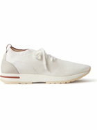 Loro Piana - 360 Flexy Leather-Trimmed Knitted Wish® Wool Sneakers - White