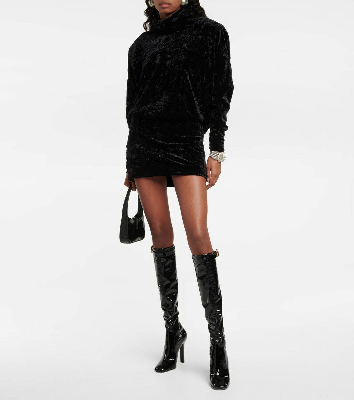 Saint Laurent - Elle 105 embellished knee-high boots