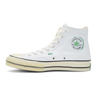 Converse White and Green Chuck 70 High-Top Sneakers