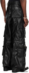 LU'U DAN Black Zip Faux-Leather Cargo Pants