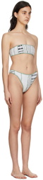 Luna Del Pinal SSENSE Exclusive White Polyester Stripe Bikini