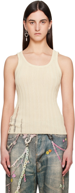 Photo: Acne Studios Off-White Open Cotton Tank Top