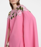 Oscar de la Renta Floral embroidered cape gown