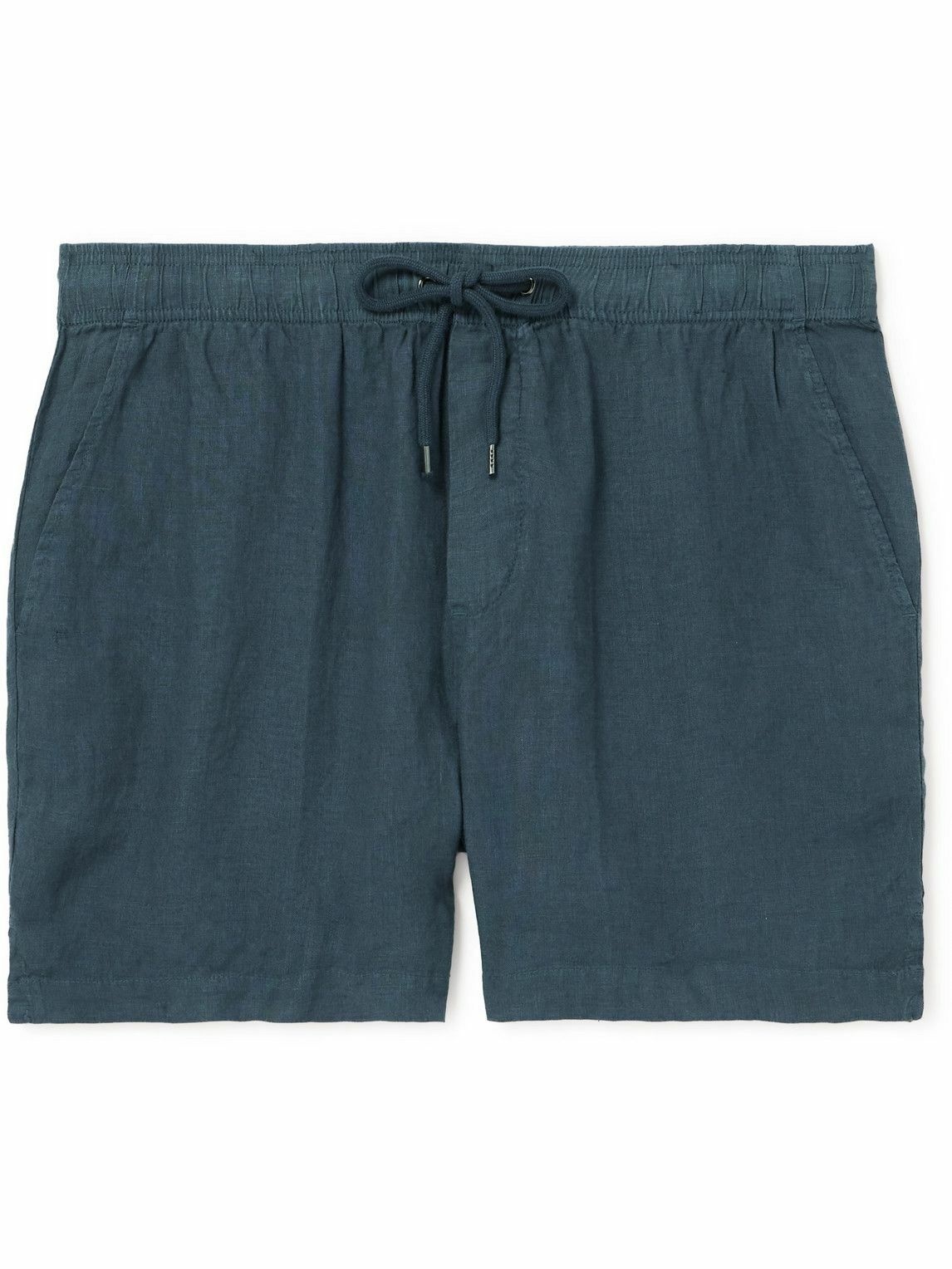 Photo: James Perse - Straight-Leg Garment-Dyed Linen Drawstring Shorts - Blue