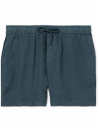 James Perse - Straight-Leg Garment-Dyed Linen Drawstring Shorts - Blue