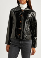 Kitri Bonnie Faux Shearling-trimmed Vinyl Jacket Black