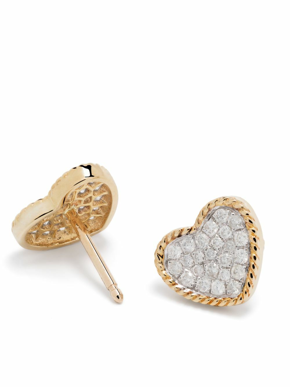 Yvonne Léon 9K Yellow Gold Heart Diamond Stud Earrings