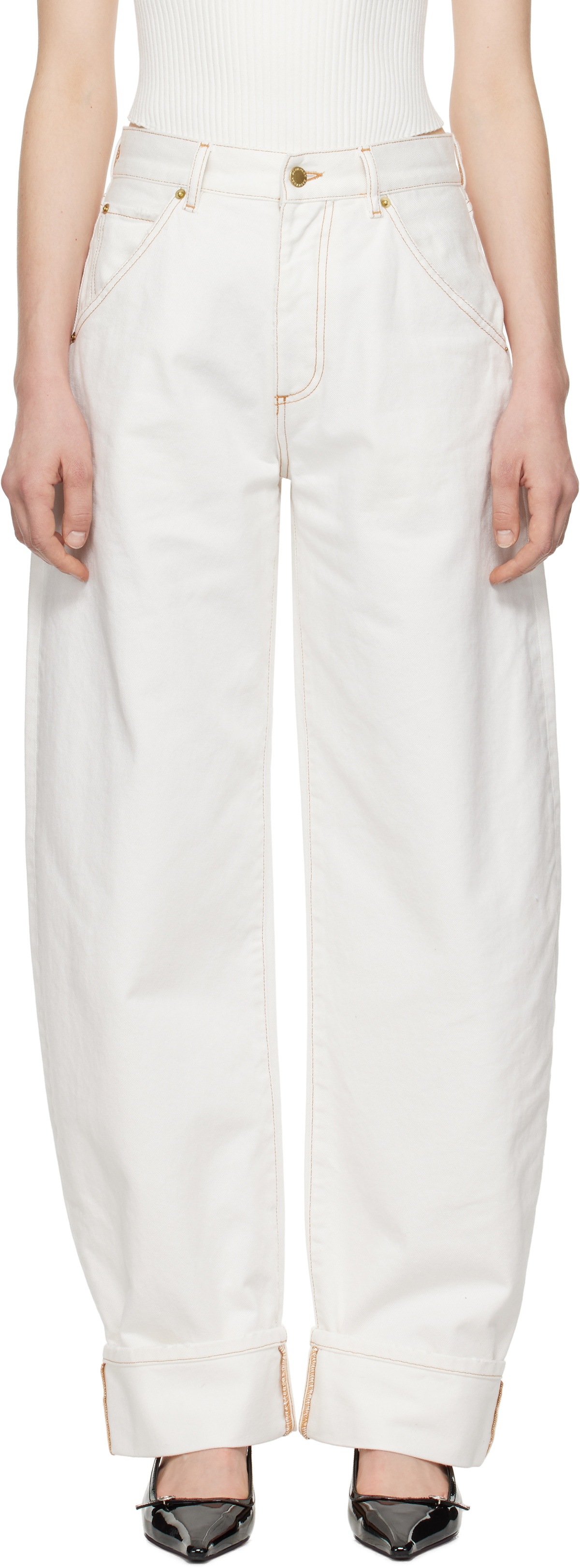 DARKPARK White Khris Barrel Leg Denim Jeans