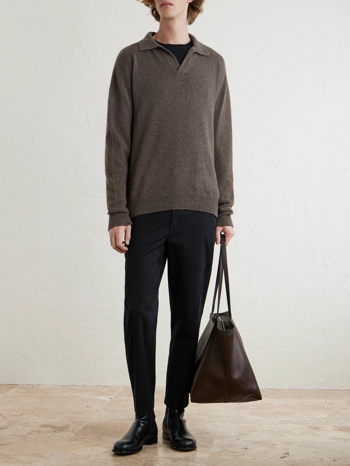 The Row - Leach Cashmere Polo Shirt - Brown