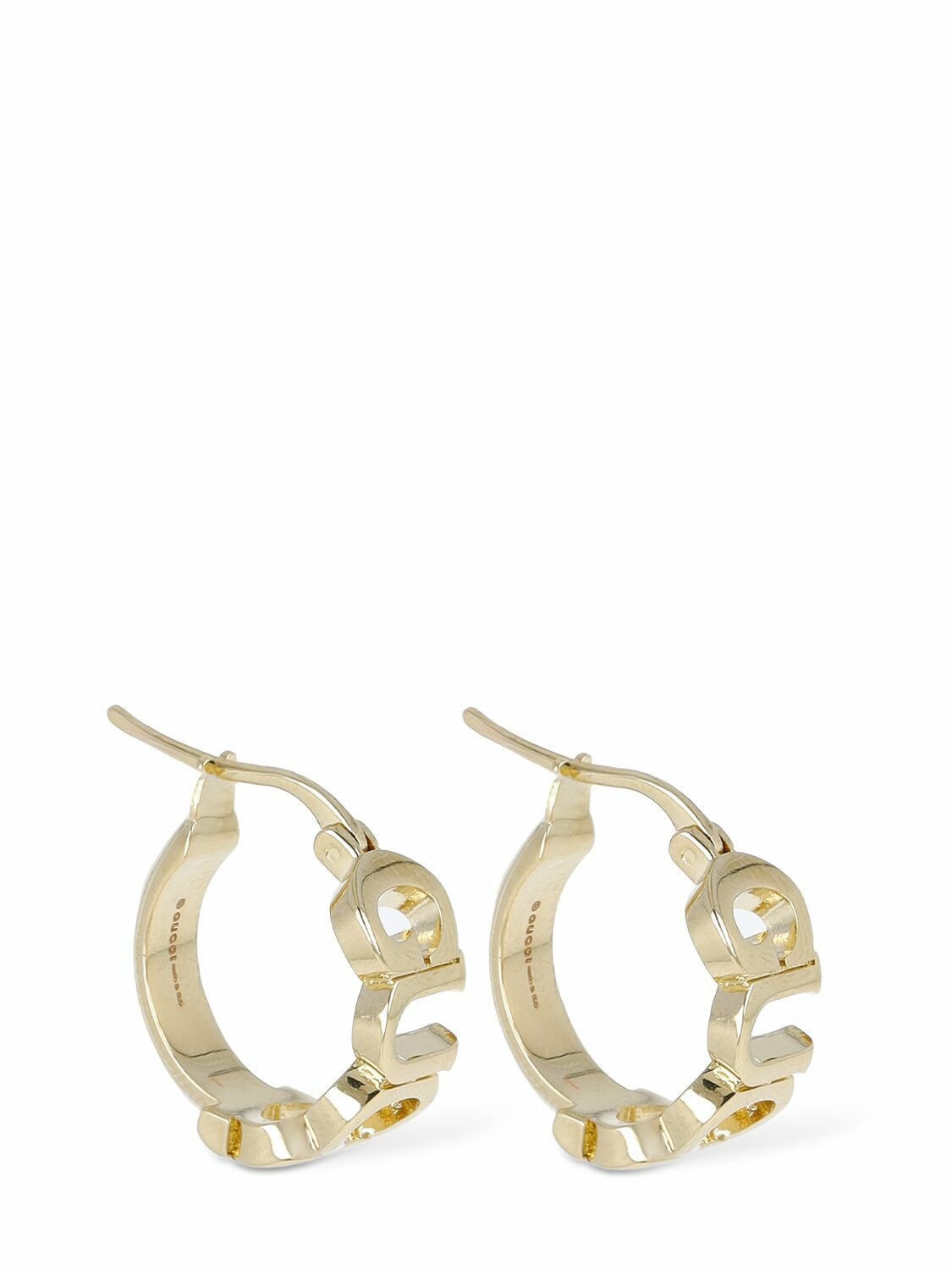 Photo: GUCCI - Gucci Lettering Brass Hoop Earrings