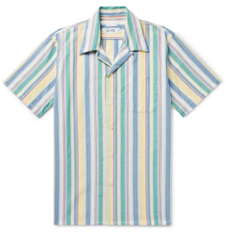 Photo: Freemans Sporting Club - Camp-Collar Indigo-Dyed Striped Cotton Shirt - Blue