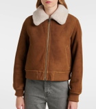 Yves Salomon Shearling-trimmed suede bomber jacket