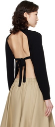 Cordera Black Merino Wool Open-Back Cardigan