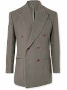Yuri Yuri - Double-Breasted Linen Suit Jacket - Gray