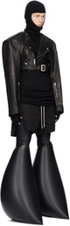 Rick Owens Black Porterville Micro Leather Biker Jacket