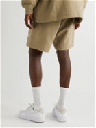 FEAR OF GOD ESSENTIALS - Straight-Leg Logo-Flocked Cotton-Blend Jersey Drawstring Shorts - Brown