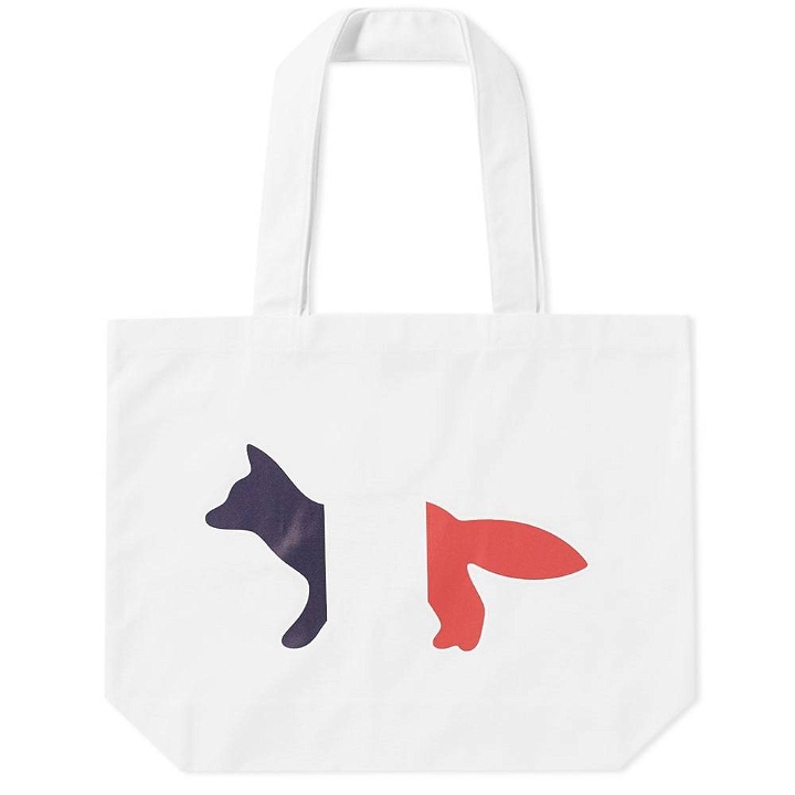 Photo: Maison Kitsun&eacute; Tricolour Fox Tote Bag White