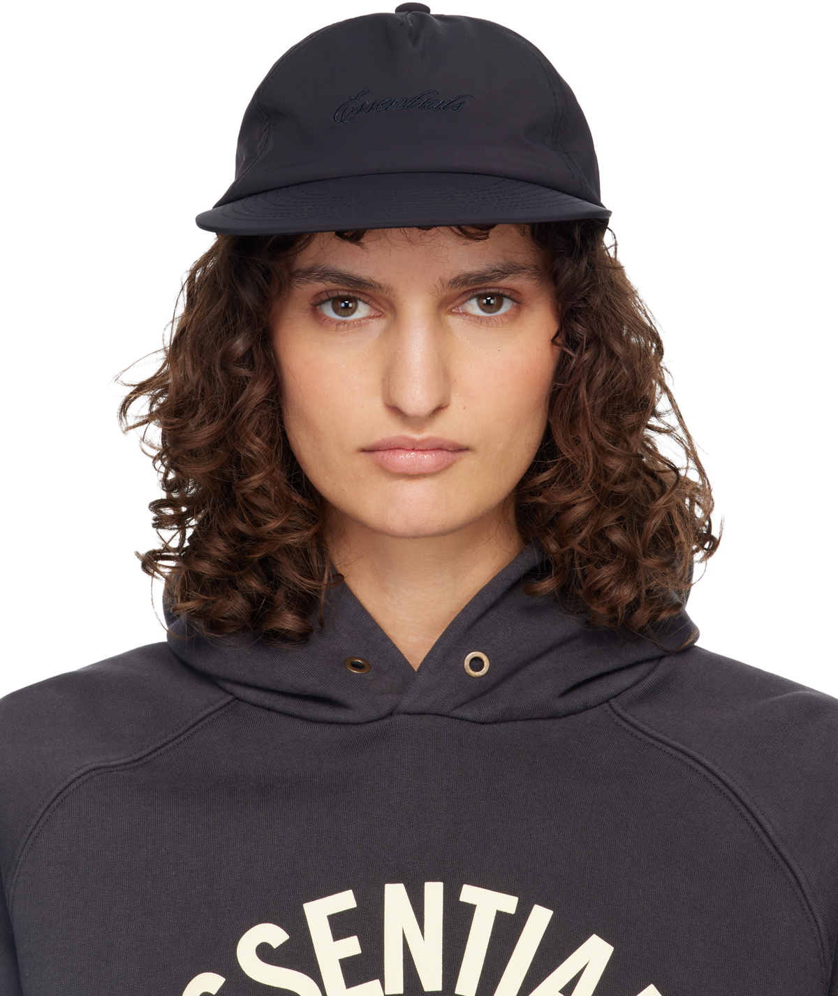 Fear of God ESSENTIALS Black Signature 5 Panel Cap