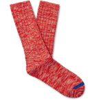 Thunders Love - Ribbed Mélange Recycled Cotton-Blend Socks - Red