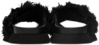 Moschino Black Faux-Fur Slides