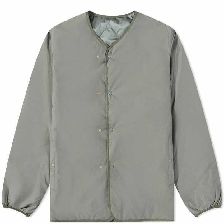 Photo: Nanamica Men's Reversible Down Cardigan in Sage Green