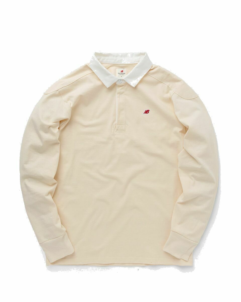 Photo: New Balance Made In Usa Long Sleeve Polo Beige - Mens - Polos