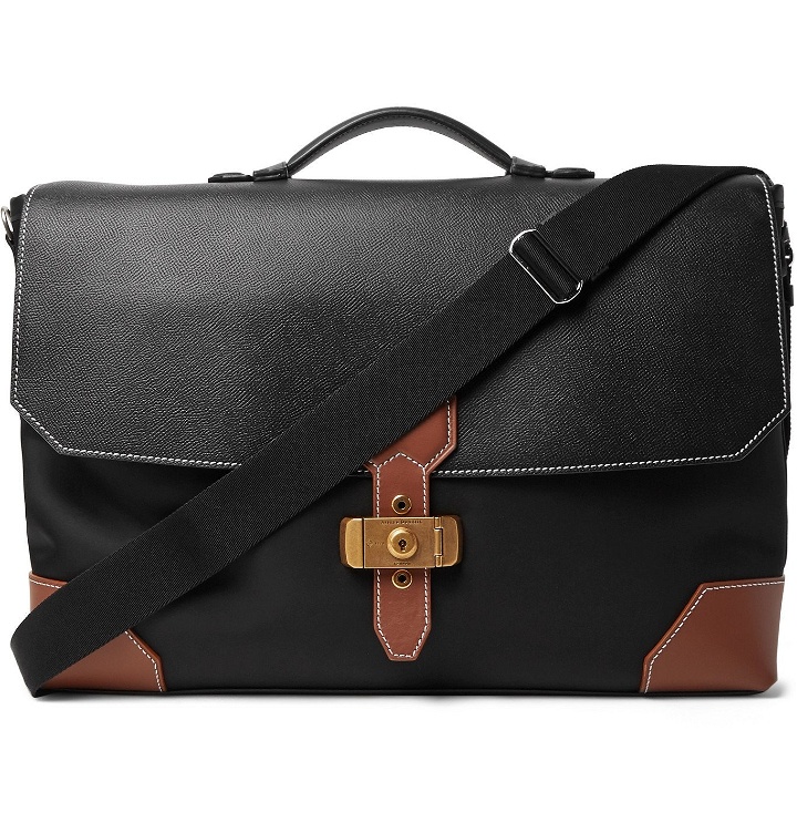 Photo: Dunhill - Nylon and Full-Grain Leather Briefcase - Black