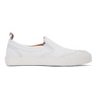 Thom Browne White Vulcanized Brogued Slip-On Sneakers