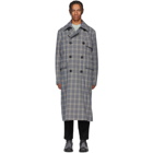 Acne Studios Beige and Blue Check Oversized Coat