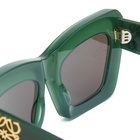 Loewe Eyewear Women's Loewe Cat Eye Sunglasses in Shiny Dark Green/Brown 