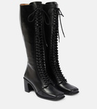 Marine Serre - Lace-up leather knee-high boots