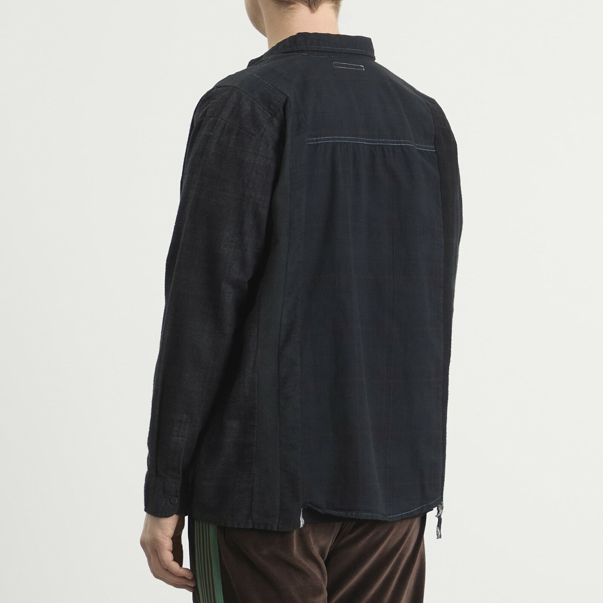 Needles Men's 7 Cuts Over Dyed Flannel Shirt in Black