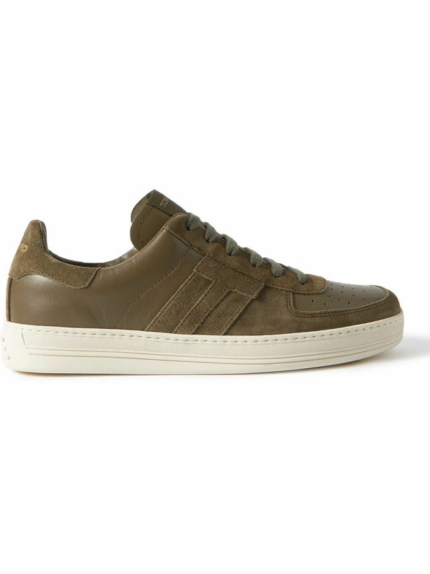 Photo: TOM FORD - Radcliffe Suede and Leather Sneakers - Green