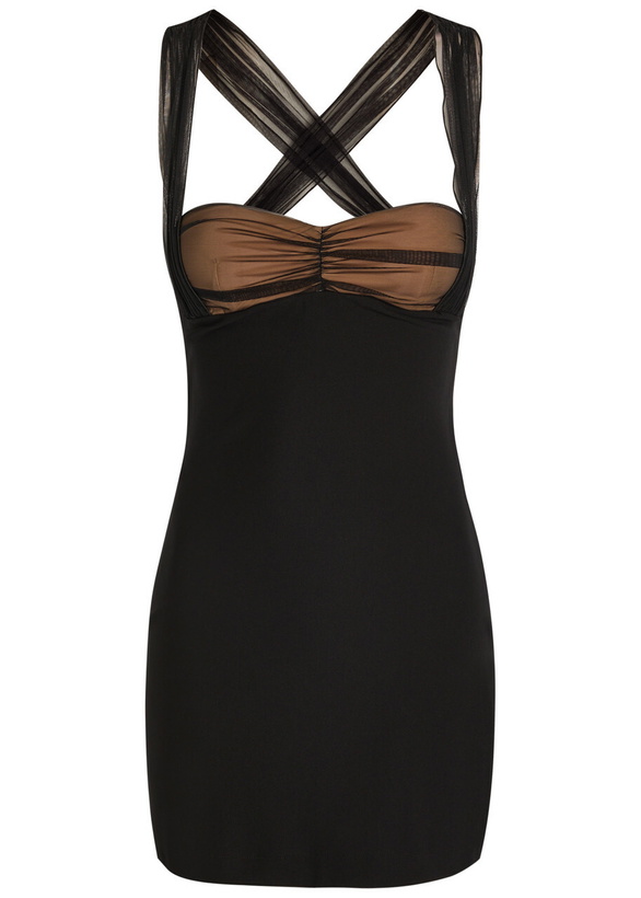 Photo: Nensi Dojaka Ruched Stretch-crepe Mini Dress Black