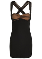 Nensi Dojaka Ruched Stretch-crepe Mini Dress Black